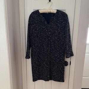 Ann Taylor Navy and White Long Sleeve Dress